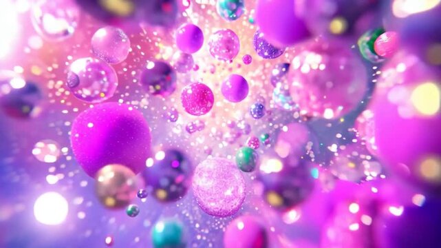 A forward-moving video that feels like you&rsquo;re diving into a world of colorful pink and purple bubbles, entering a soft and dreamy, foam-like bubble universe