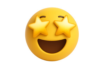 Excited emoji face with star eyes isolated on black background joyful happy emoticon expressing enthusiasm love admiration success and entertainment social media chat icon