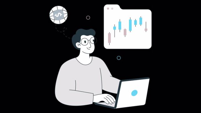 Candlestick Chart  Animation Alpha channel Transparent Background