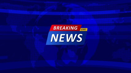 Breaking News Template intro for TV broadcast news show program with 3D breaking news text and badge, cyber and futuristic style. Motion graphics of news background - Powered by Adobe