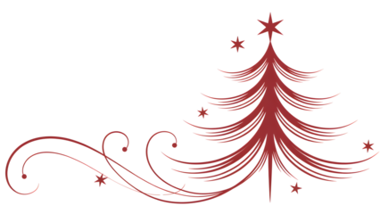 Elegant christmas tree design isolated on transparent background isolated on transparent background