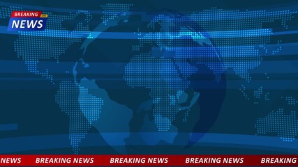 Breaking News Template intro for TV broadcast news show program with 3D breaking news text and badge, against global spinning earth cyber and futuristic style. Motion graphics of news background. - Powered by Adobe