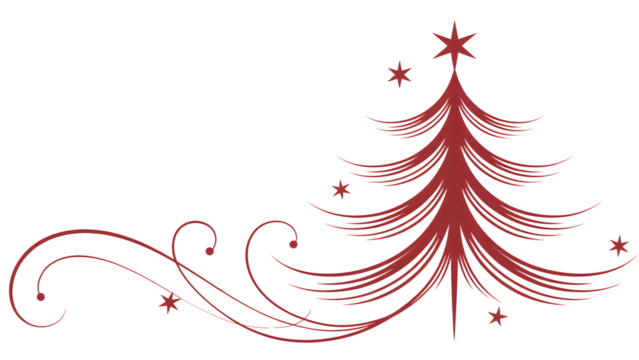 Elegant christmas tree design isolated on transparent background isolated on transparent background