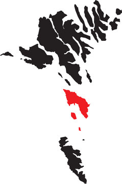 Sandoy Region Vector Map on the Faroe Islands of Denmark