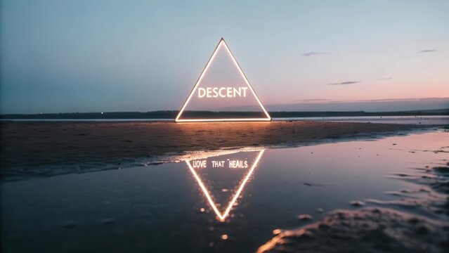 Illuminated Triangle Reflected in Water at Sunset - Powered by Adobe