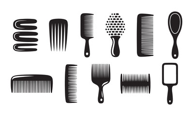 Hair styling combs brushes mirror silhouette design bundle