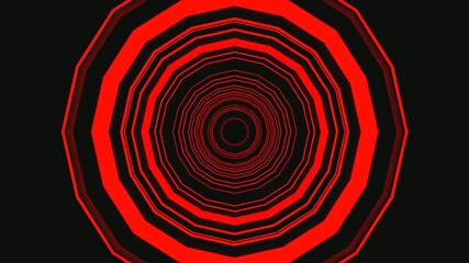 Seamless tunnel video loop featuring red shapes against a dark background for a dynamic screensaver effect - Powered by Adobe