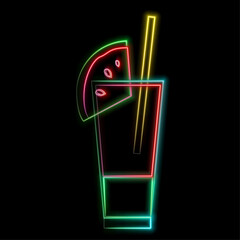 Neon cocktail fashion sign night light signboard glowing banner summer emblem club