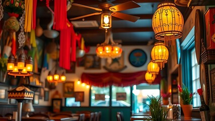 taqueria. Authentic Mexican restaurant interior featuring vibrant cultural decor and warm ambient lighting. event programs, museum guides, designed for cultural heritage projects and event programs.