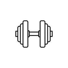 Simple black line drawing of a dumbbell isolated on white background