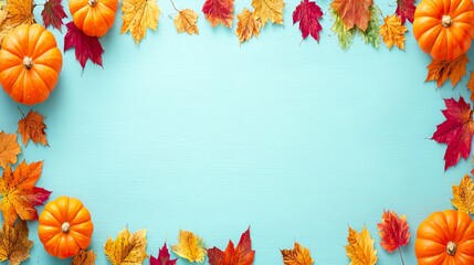 Thanksgiving feast with golden roasted turkey, orange pumpkin pie, crimson apples, and fall leaves on rustic wooden table, celebrating harvest season with family and gratitude