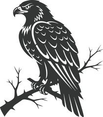 Majestic Eagle Perched on a Bare Branch Silhouette.