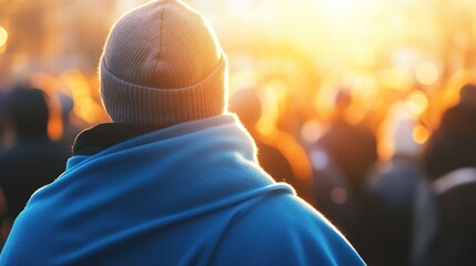 acquiescence. A marathon finish line with runners wrapped in thermal blankets during early morning. event key visuals, club posters, designed for sports event promotions and stadium branding.