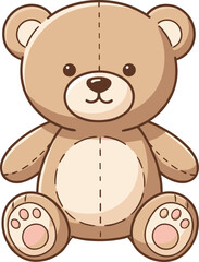 Cute teddy bear illustration, adorable plush toy character, soft brown cartoon bear art, children’s design, nursery decoration, playful stuffed animal graphic