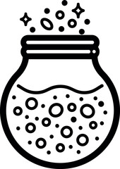 Highly stylized fermentation process icon showing organism activity and substrate conversion inside bioreactor units - vector illustration
