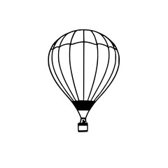 Obraz premium Single Silhouette Hot Air Balloon Icon: Black on W