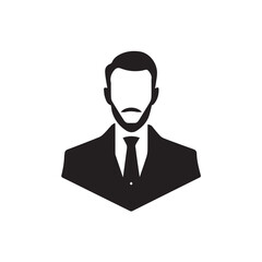 Black Vector Illustration of a Handsome Man in Clean Minimal Line Art Style on White Background