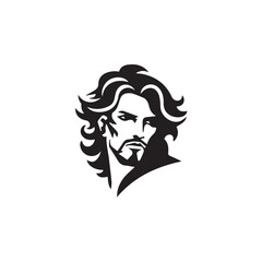 Black Vector Illustration of a Handsome Man in Clean Minimal Line Art Style on White Background