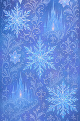 Frozen Snowflake Castle Fantasy Winter Ice Pattern Background