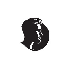 Black Vector Illustration of a Handsome Man in Clean Minimal Line Art Style on White Background