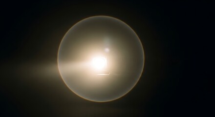 Analog Cinematic Old Car Headlight in Thick Fog at Night, Ethereal Orb & Film Grain