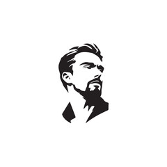 Black Vector Illustration of a Handsome Man in Clean Minimal Line Art Style on White Background