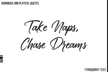 Take Naps, Chase Dreams    -Humorous and Playful Quote Vector – Hand Drawn Brush Typography Artwork