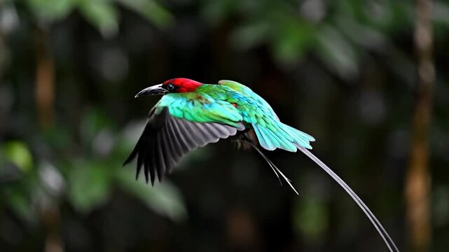 Exotic Bee-eater Bird in Flight with Vibrant Plumage