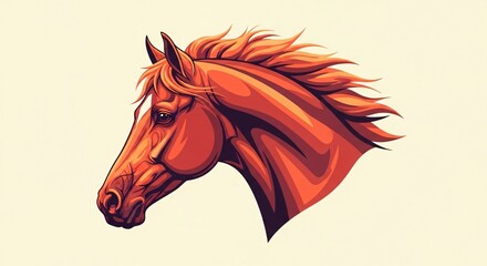 Elegant depiction of a horse's head, showcasing its profile and flowing mane against a light background