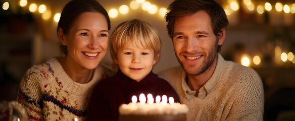 The family enjoying cozy at home celebrations is a warm hug wrapped in decorations and cake.