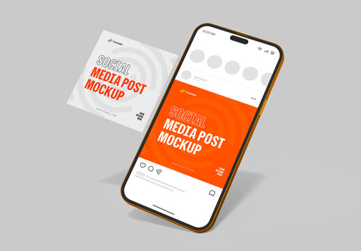 Smartphone and Social Media Post Mockup