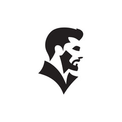 Black Vector Illustration of a Handsome Man in Clean Minimal Line Art Style on White Background