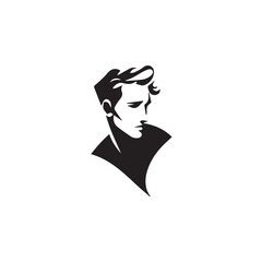 Black Vector Illustration of a Handsome Man in Clean Minimal Line Art Style on White Background