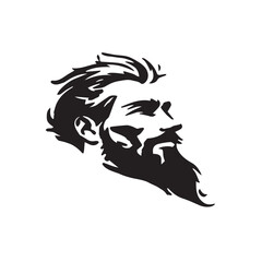 Black Vector Illustration of a Handsome Man in Clean Minimal Line Art Style on White Background