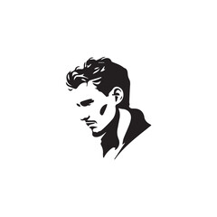 Black Vector Illustration of a Handsome Man in Clean Minimal Line Art Style on White Background