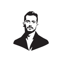 Black Vector Illustration of a Handsome Man in Clean Minimal Line Art Style on White Background