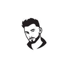 Black Vector Illustration of a Handsome Man in Clean Minimal Line Art Style on White Background