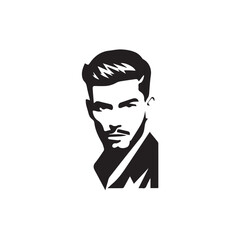 Black Vector Illustration of a Handsome Man in Clean Minimal Line Art Style on White Background