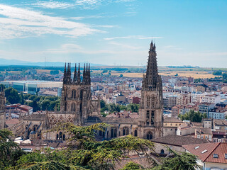 the Gothic towers of Burgos Cathedral, Spain