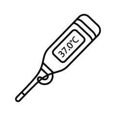 Digital thermometer displaying 370 degrees celsius isolated on