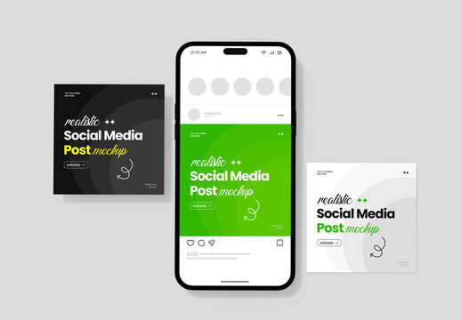 Social Media Post Mockup on Smartphone Display