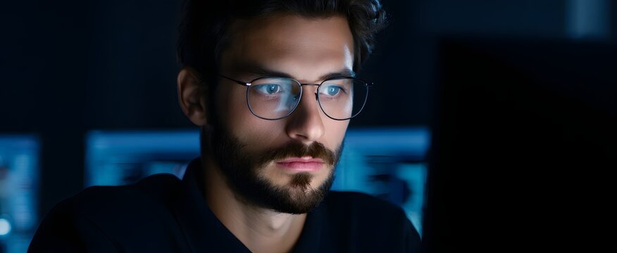 The features professionals analyzing cybersecurity threats like digital detectives chasing shadows.