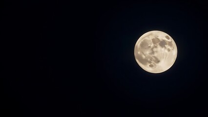 Obraz premium telephoto. Super moon in crisp detail against a deep blue night sky with visible lunar craters. STEM education sheets, lab safety posters, designed for STEM education and laboratory safety posters.