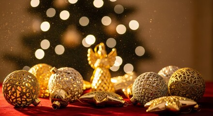 Luxurious red rose holiday bouquet with greenery and ornaments, elegant Christmas floral arrangement, festive centerpiece, classic seasonal celebration decor.
