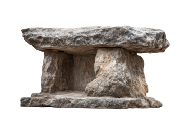 ancient stone table podium or altair isolated on white or transparent png