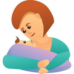 Mother Holding Newborn Baby Gently With Love And Affection In Teal And Orange Tones On A Transparent Background Tender Moment Of Family Bonding