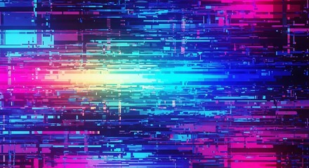 Abstract colorful glitch background with pixelated digital noise
