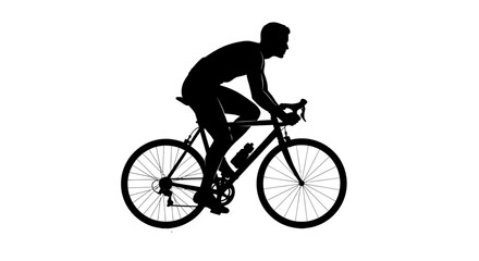 Naklejka premium Dynamic silhouette of cyclist riding racing bike for fitness and health, perfect for sport, adventure, and outdoor lifestyle campaigns or designs