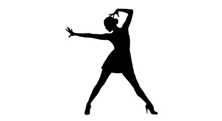 Dynamic silhouette of elegant dancer in motion on white, expressing passion and artistry through movement, perfect for dance studio promotions