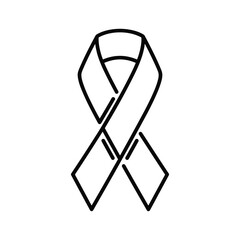 Outline icon of awareness ribbon isolated on, symbolizing support for various causes and solidarity